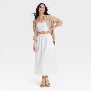Universal Thread Eyelet White Midi Skirt